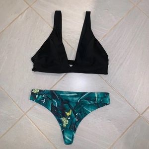 Black Tropical Bikini Set